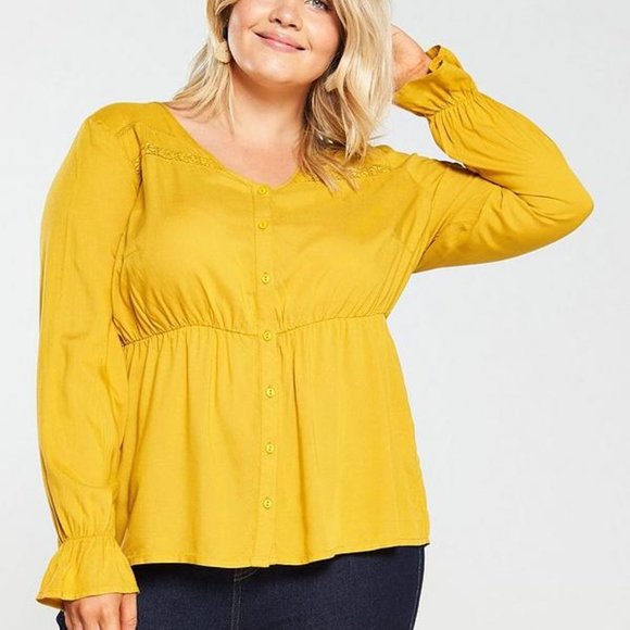 Junarose Tops - NWT! JunaRose Mustard Yellow Button Front Blouse
